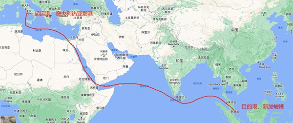 Italy Shipping Singapore Route Map