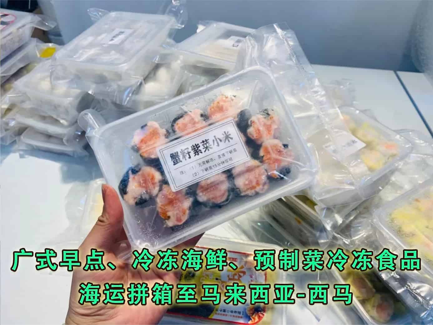 广式早点、冷冻海鲜、预制菜冷冻食品海运拼箱至马来西亚-西马