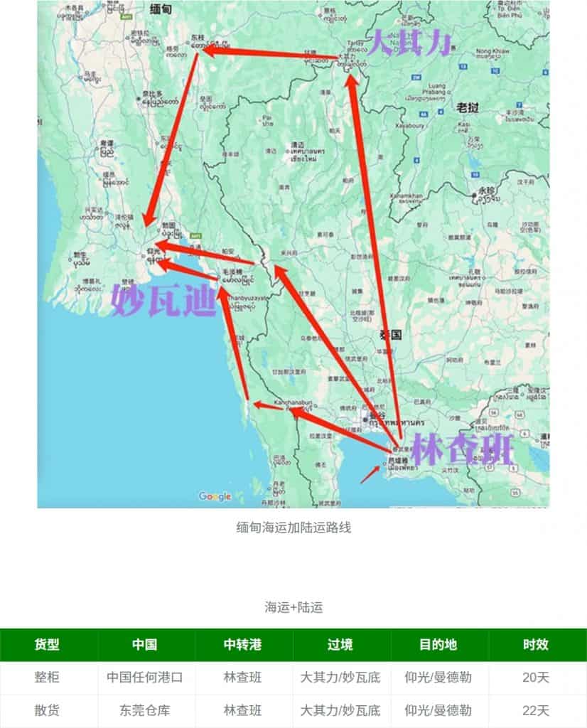 递接物流2024十月最新--整柜家具到缅甸20GP/40HQ,双清到门