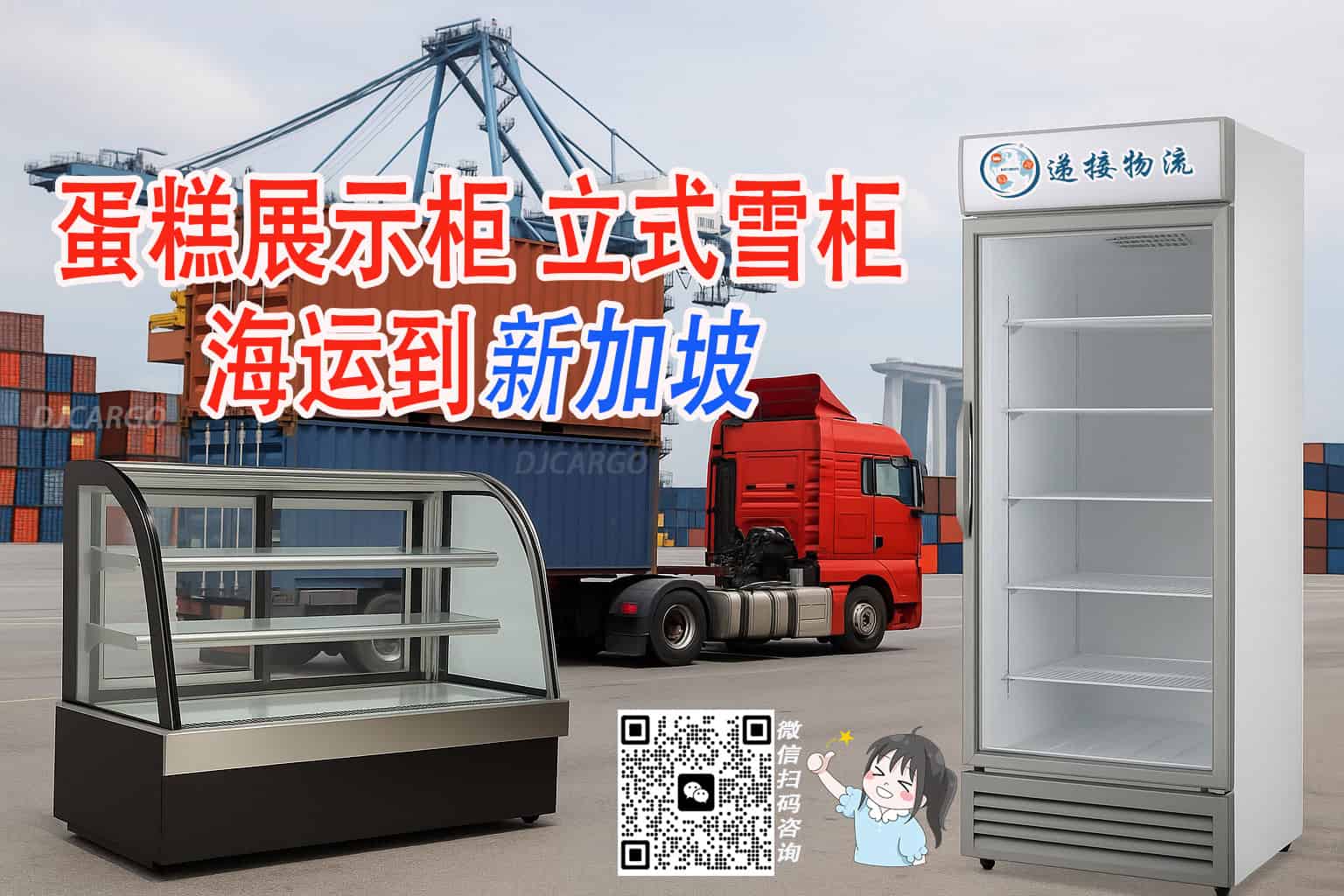 新加坡新开蛋糕店：如何从广州采购蛋糕展示柜和立式雪柜海运到SG 🍰🚚