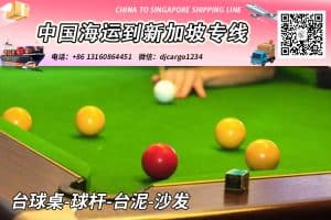 新开台球厅从中国买台球桌-球杆-台泥-沙发海运到新加坡