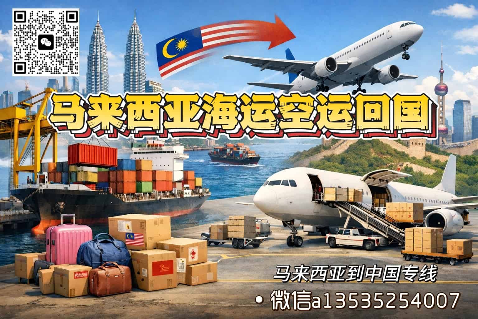 从马来西亚金宝寄行李回中国|100公斤生活用品海运/空运到门