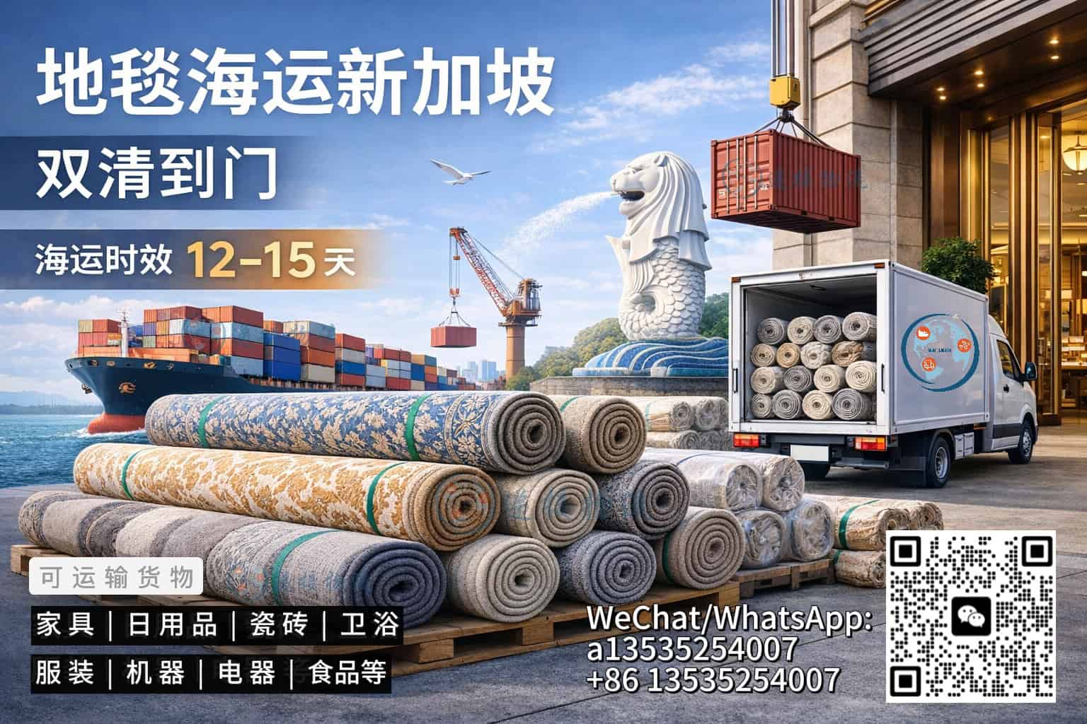 从中国订购地毯发往新加坡?Hayley手把手教你海运门到门全流程!
