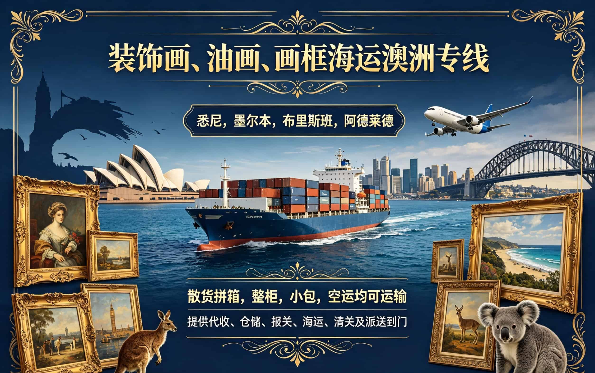 Shipping decorative art to Australia by sea