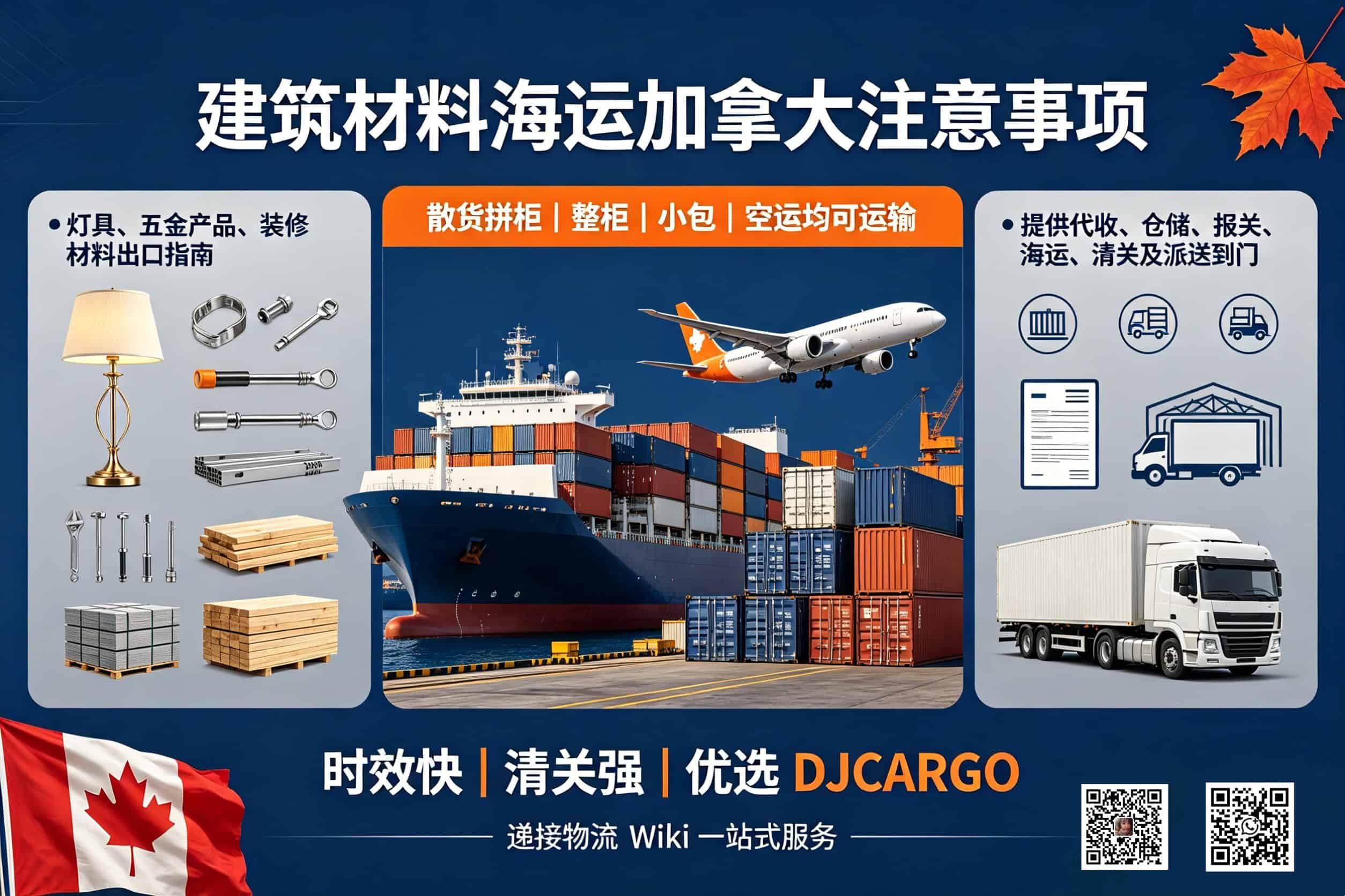 Sea shipping of building materials to Canada