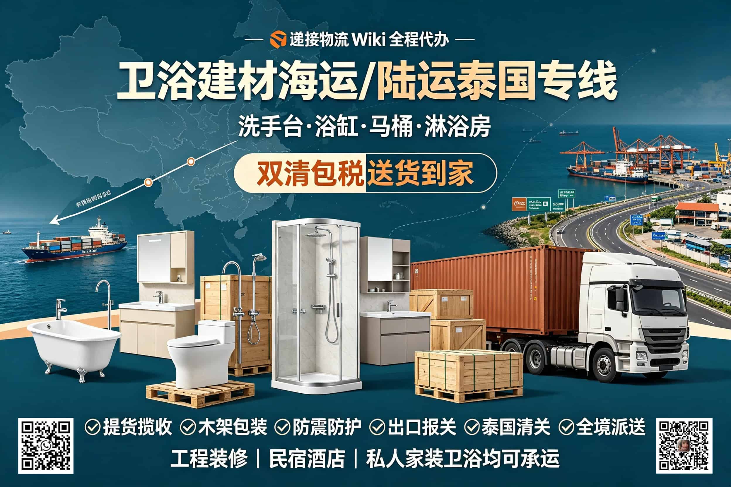 Sea freight for bathroom fixtures and building materials to Thailand