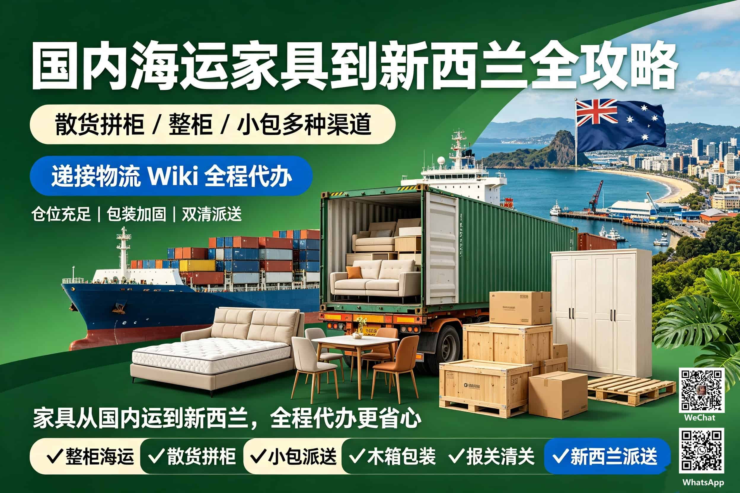 Door-to-door sea shipping of furniture to New Zealand