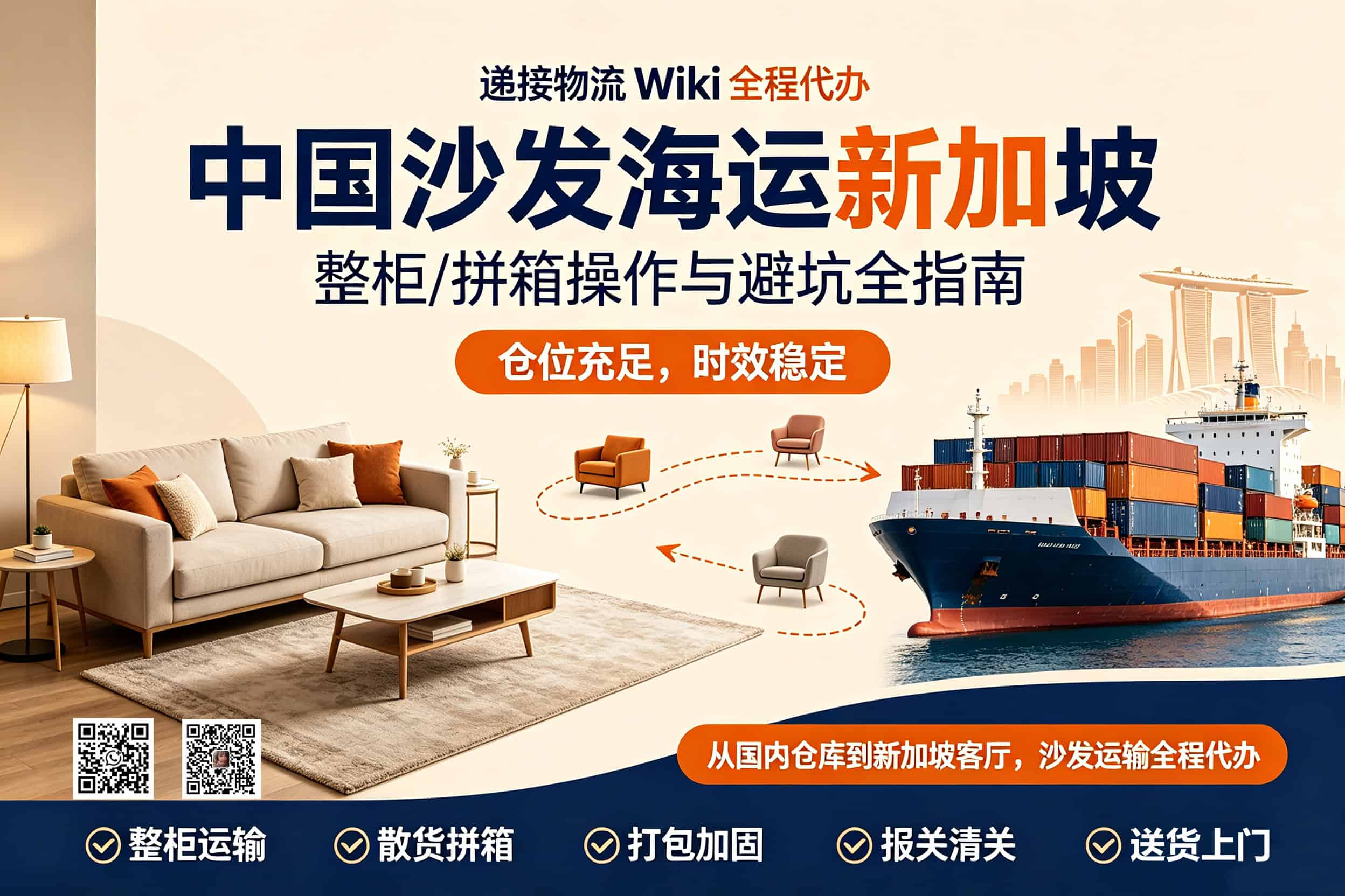 Door-to-door sea shipping for sofas to Singapore