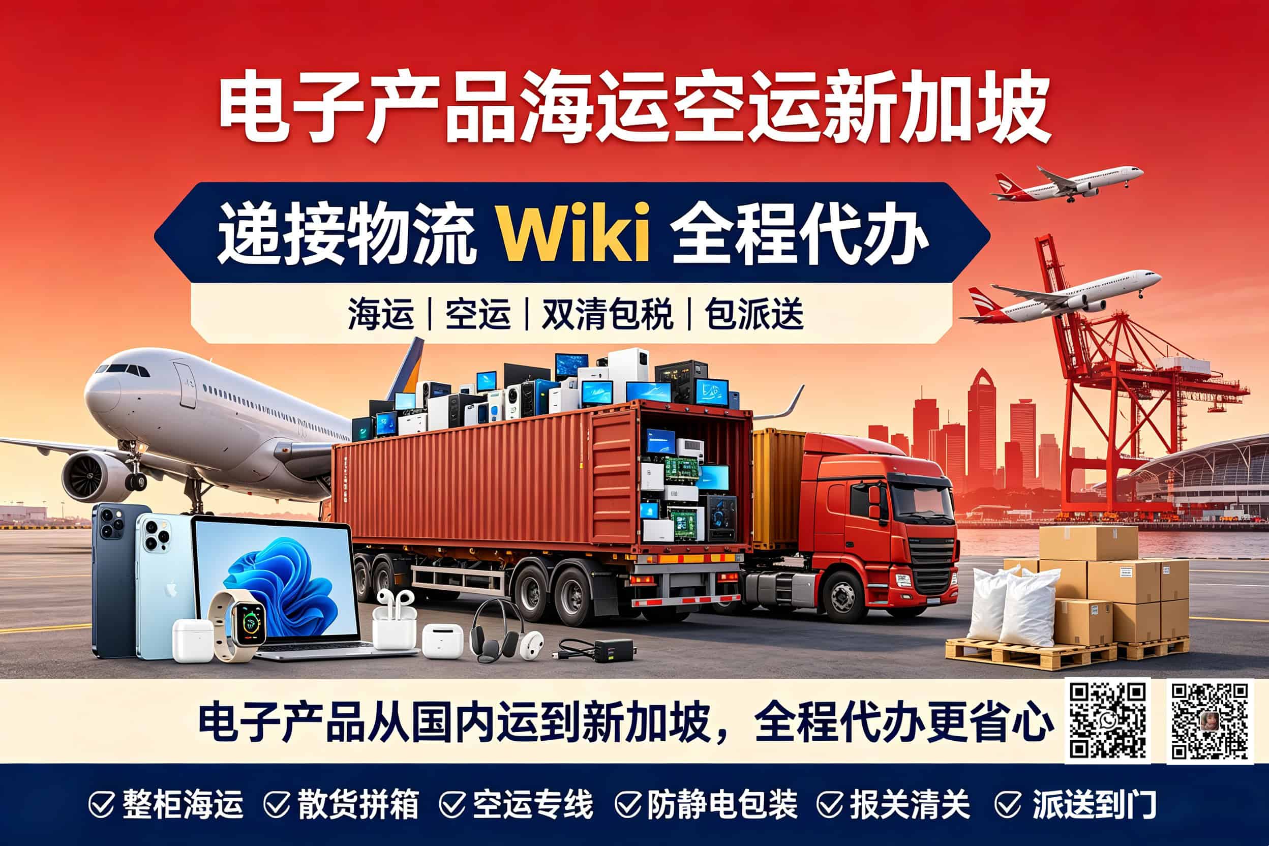 Electronic products by sea and air to Singapore