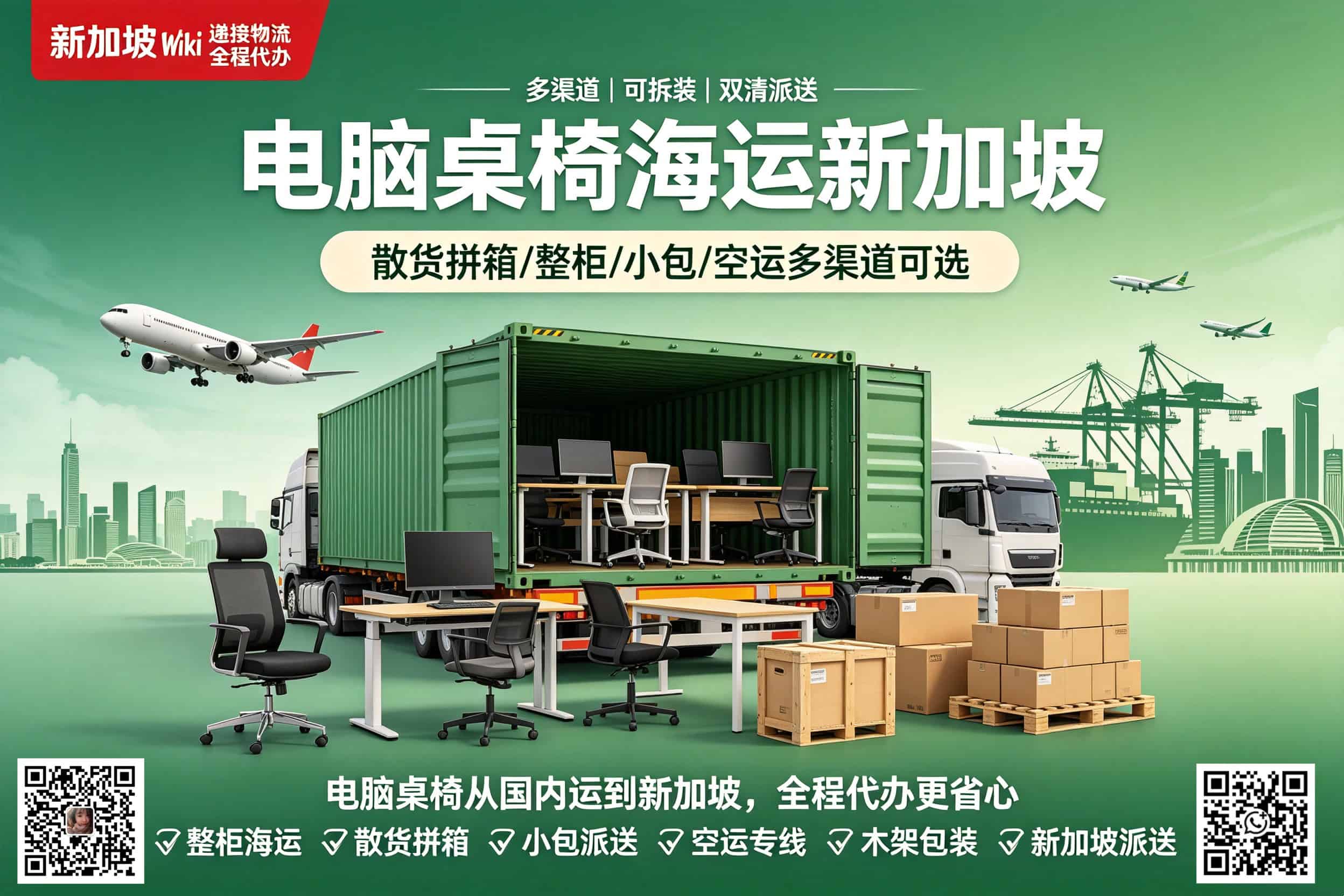 Computer desks and chairs shipped to Singapore
