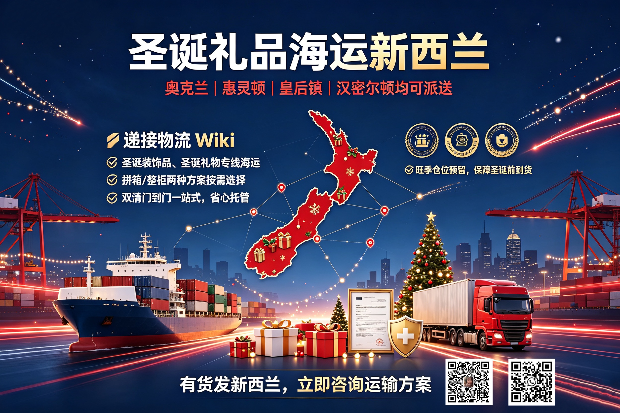Shipping Christmas gifts to New Zealand by sea