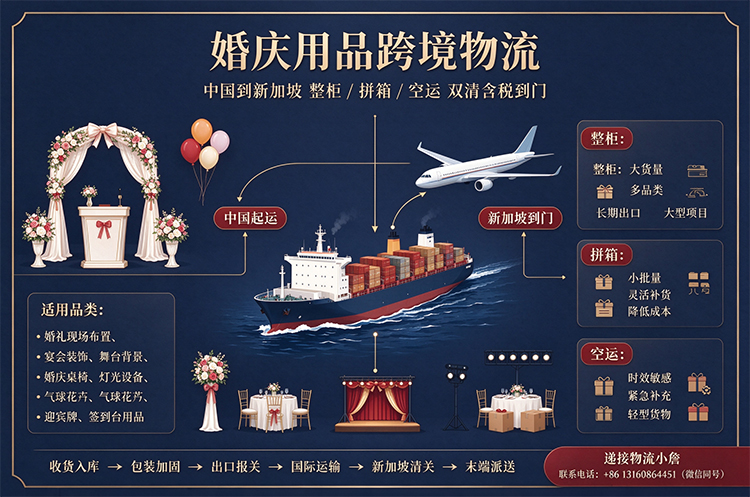 【整柜/拼箱】婚庆用品海运/空运到新加坡双清含税到门